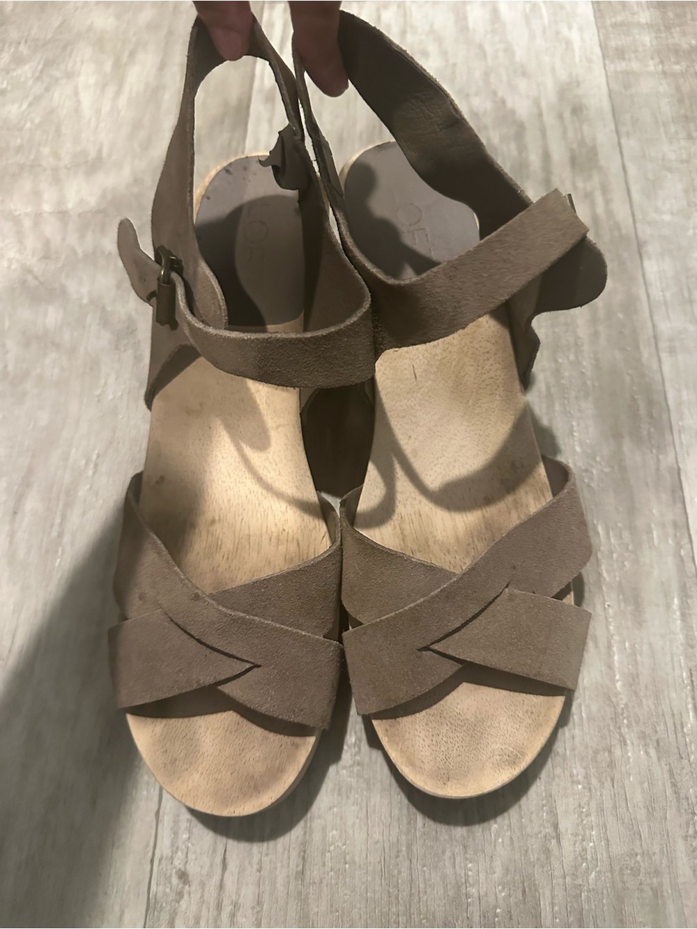 LOFT Brown Suede Leather Wood Platform Clog Sandals Women’s Size 11